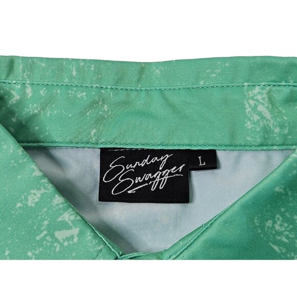 Sunday Swagger Tropical Polo Shirt Men's Large Colorful Green Performance Golf - Picture 5 of 12